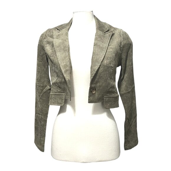 Uniq NWT Corduroy Open Front Collared Blazer Sz Small Womens Green Long Sleeve - Picture 7 of 11